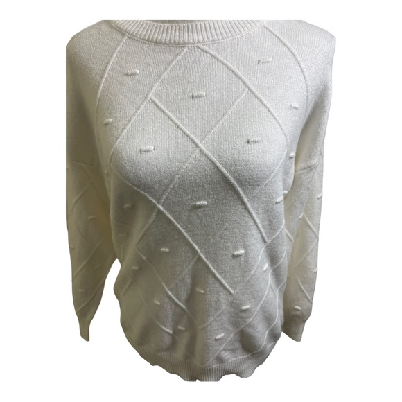 Sweater Viscose crewneck pom pom chevron pattern super soft. Fits medium… - Picture 2 of 10